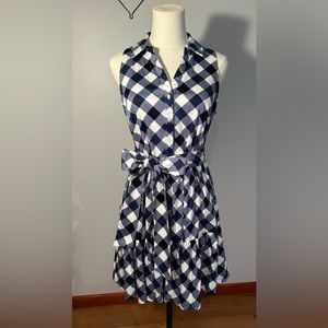 Tommy Hilfiger, Check Point Dress, Navy/Black/White, Size 8